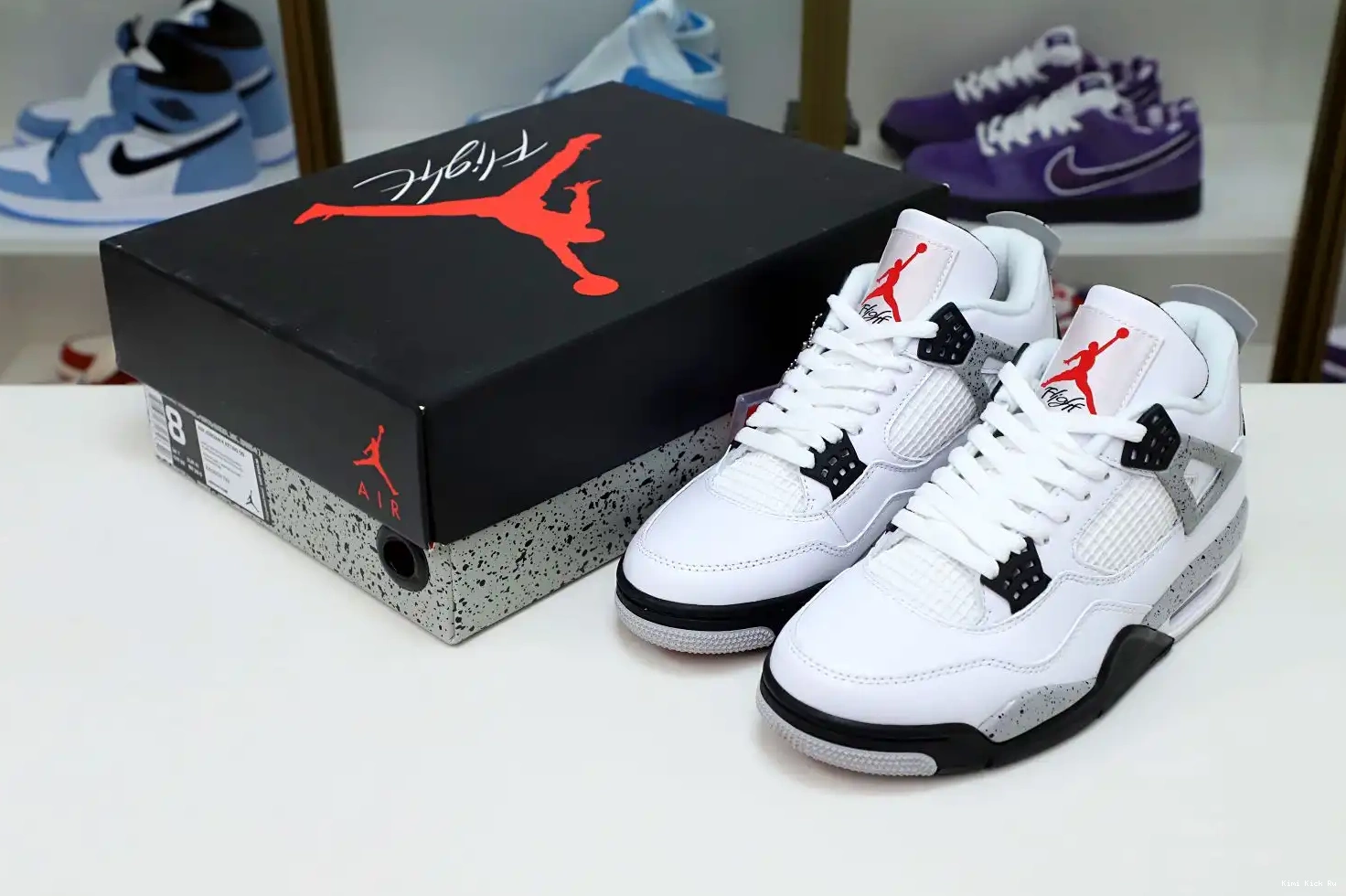 White Jordan 4 Kimikick Retro Air Cement 0328